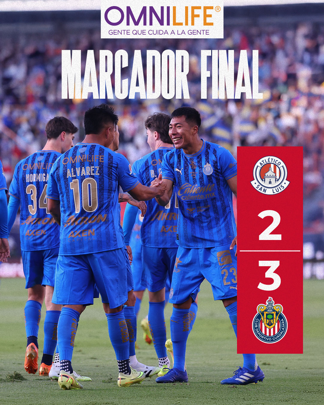 Chivas celebra victoria ante San Luis